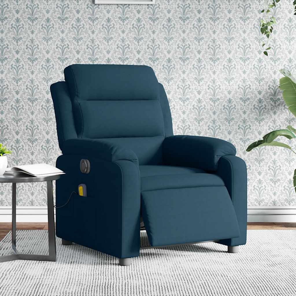 Massagestoel elektrisch verstelbaar fluweel blauw
