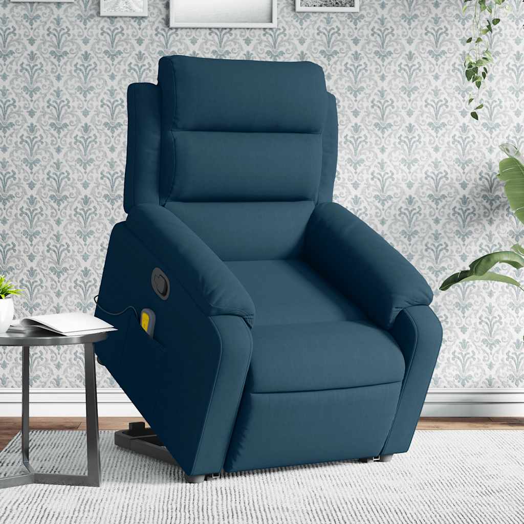 Sta-op-massagestoel verstelbaar fluweel blauw