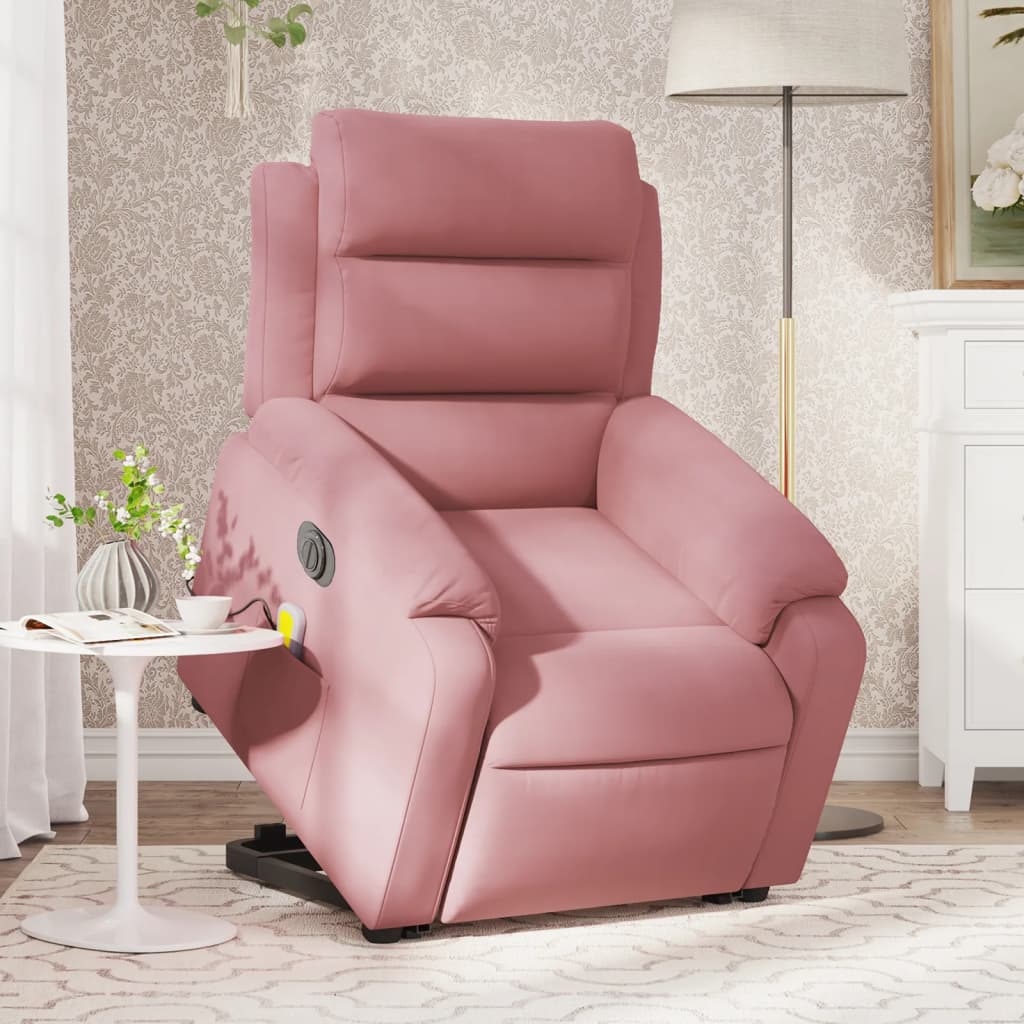 Sta-op-massagestoel elektrisch verstelbaar fluweel roze