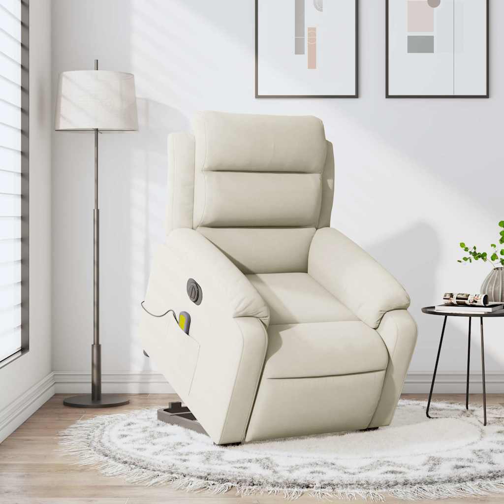 Sta-op-massagestoel elektrisch verstelbaar fluweel crèmekleurig