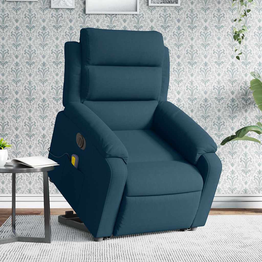 Sta-op-massagestoel elektrisch verstelbaar fluweel blauw