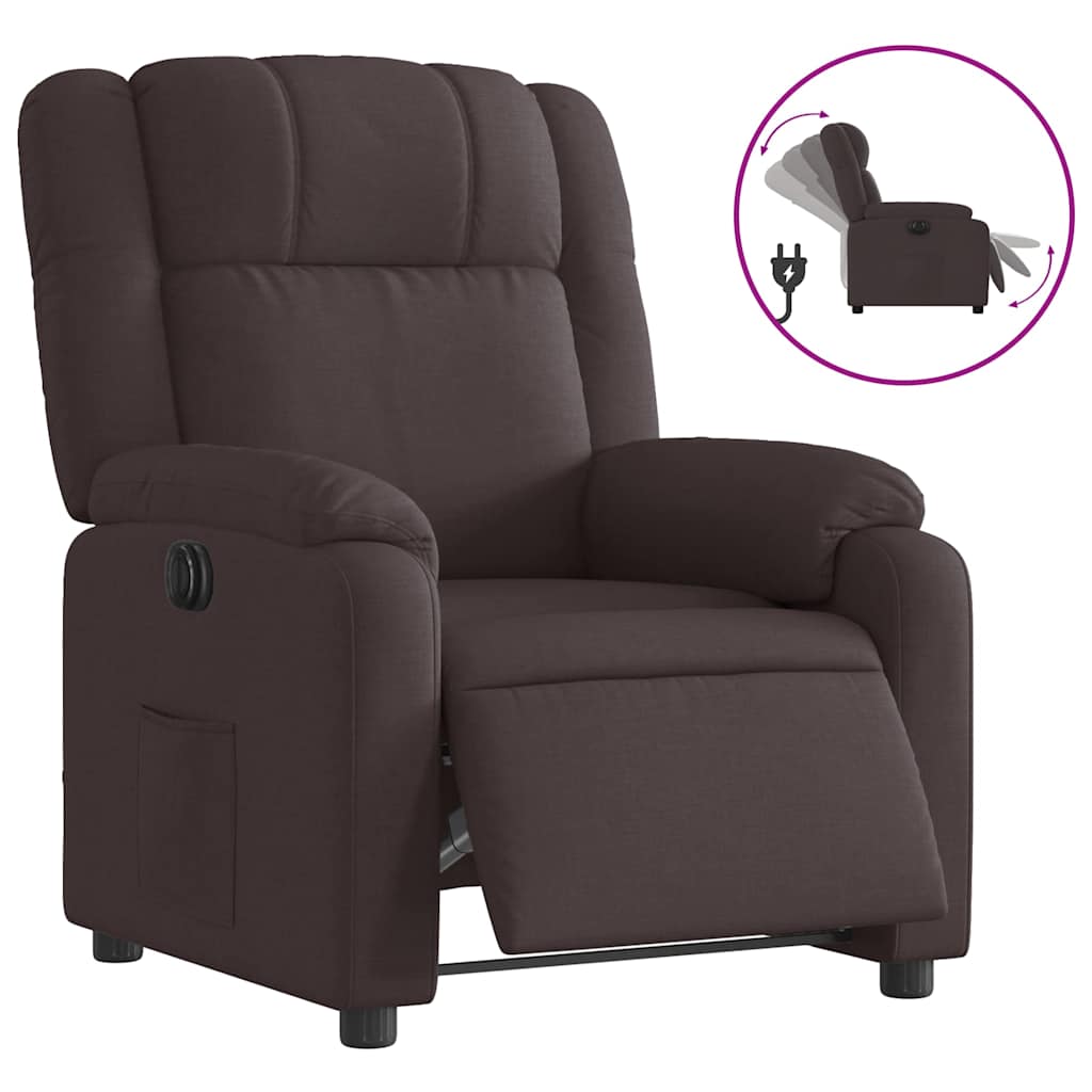 Fauteuil verstelbaar elektrisch stof donkerbruin – afbeelding 2