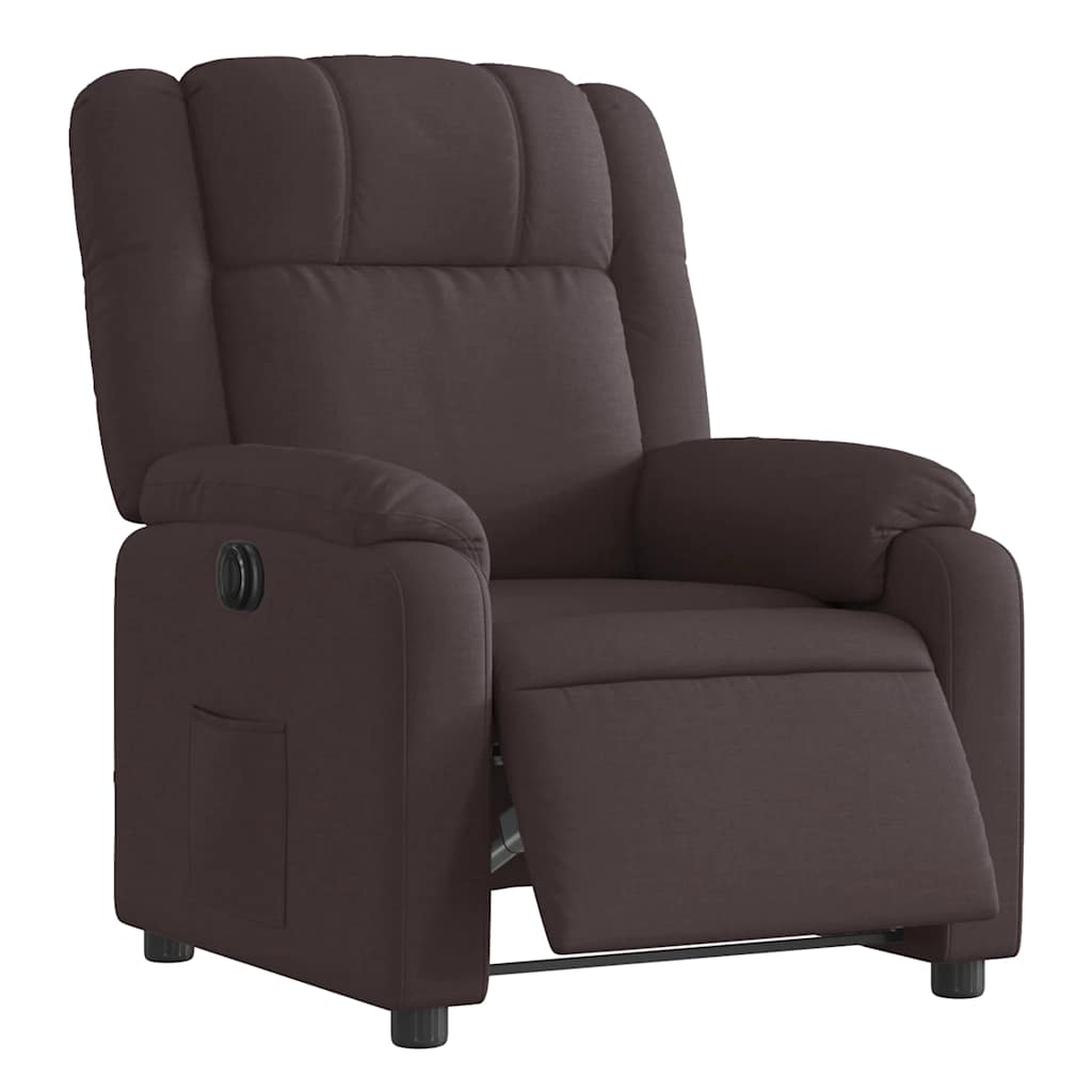 Fauteuil verstelbaar elektrisch stof donkerbruin – afbeelding 3