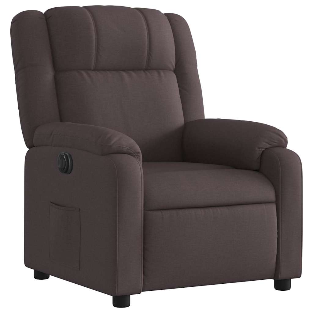 Fauteuil verstelbaar elektrisch stof donkerbruin – afbeelding 4