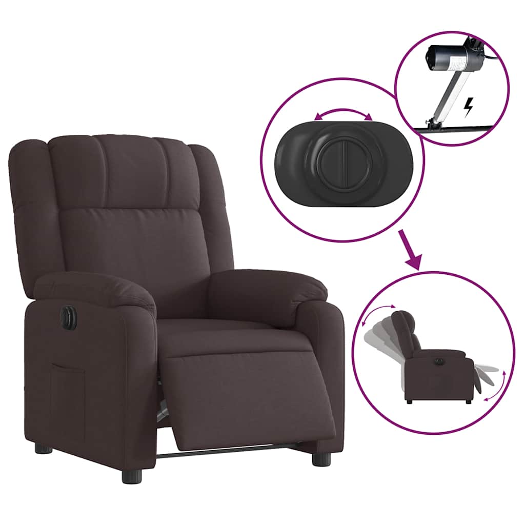 Fauteuil verstelbaar elektrisch stof donkerbruin – afbeelding 6