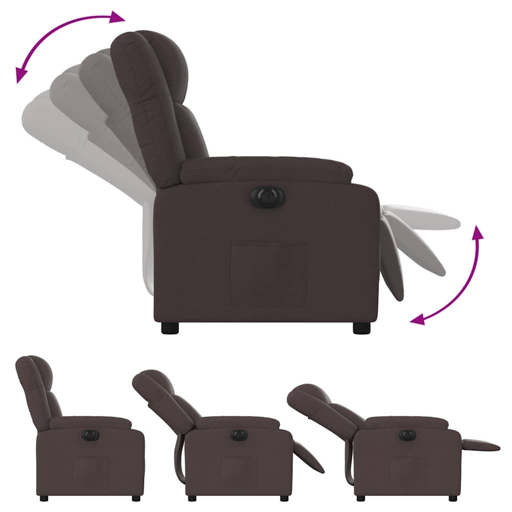 Fauteuil verstelbaar elektrisch stof donkerbruin – afbeelding 7