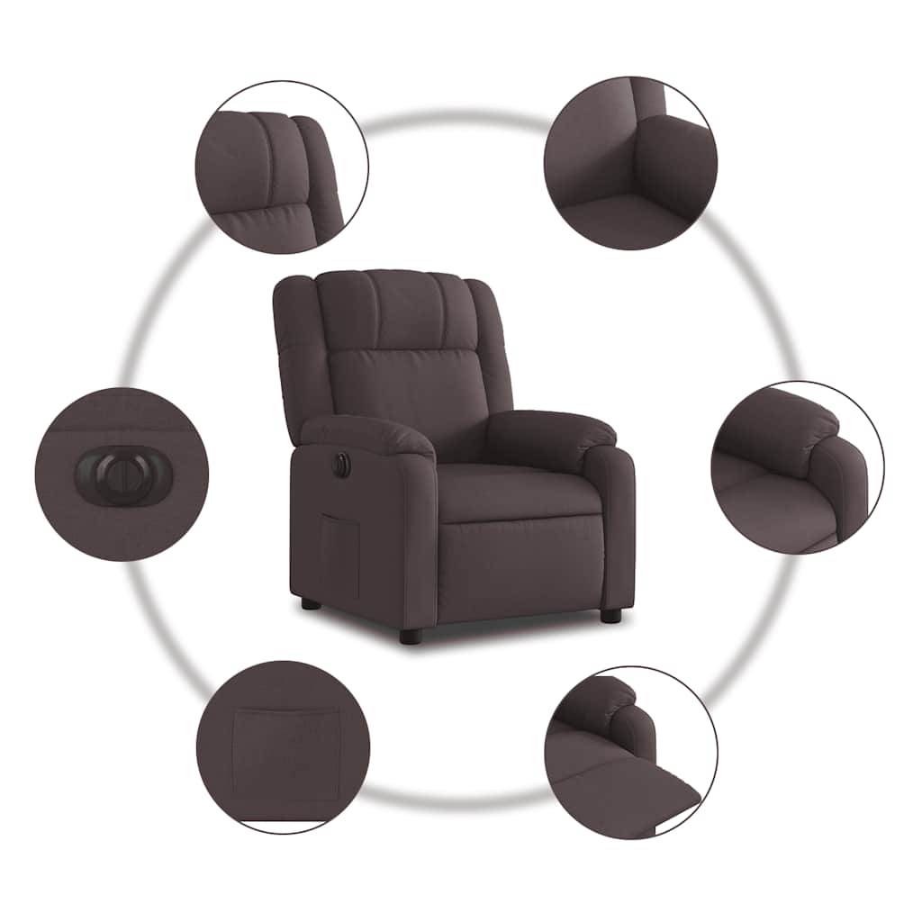 Fauteuil verstelbaar elektrisch stof donkerbruin – afbeelding 8