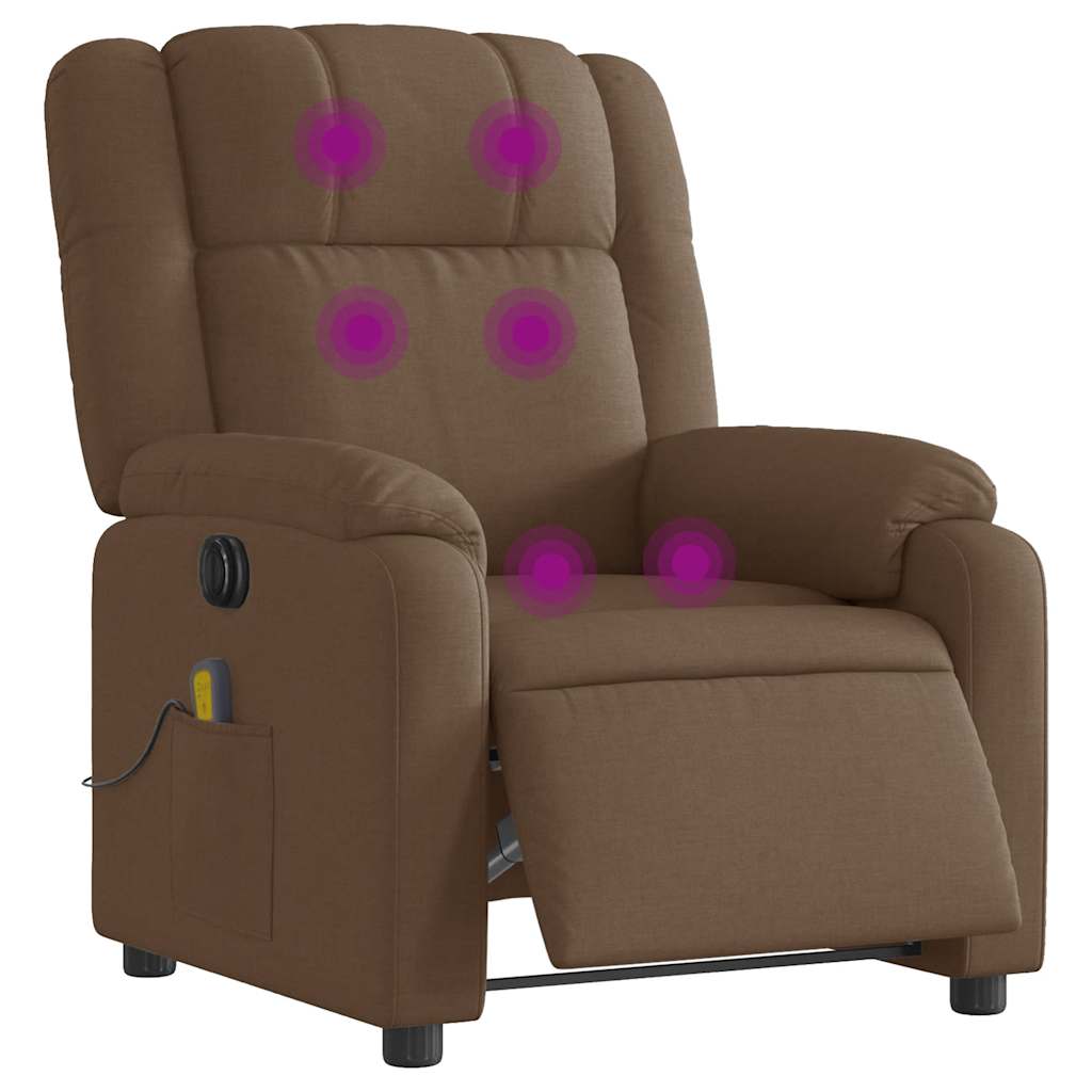 Massagestoel elektrisch verstelbaar stof bruin – afbeelding 3