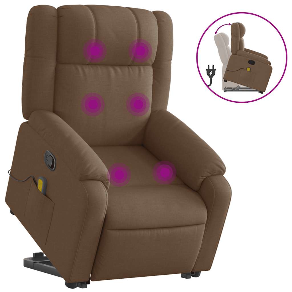 Sta-op-massagestoel verstelbaar stof bruin – afbeelding 2
