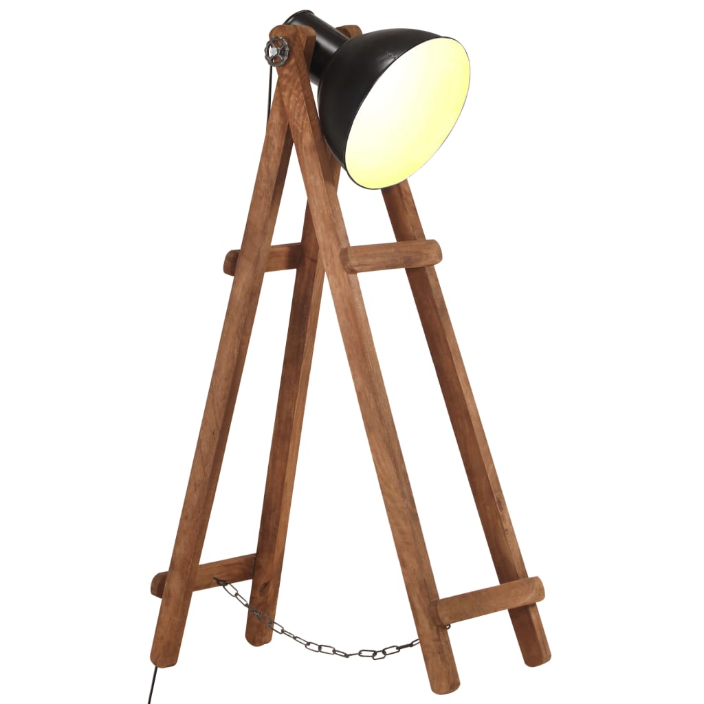 Vloerlamp E27 massief mangohout zwart
