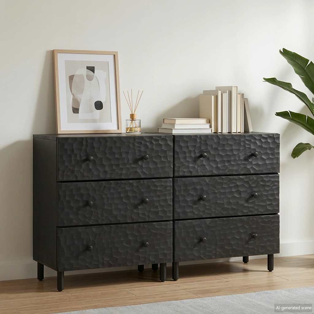 Bijzetkasten 2 st 60x33x75 cm massief mangohout zwart