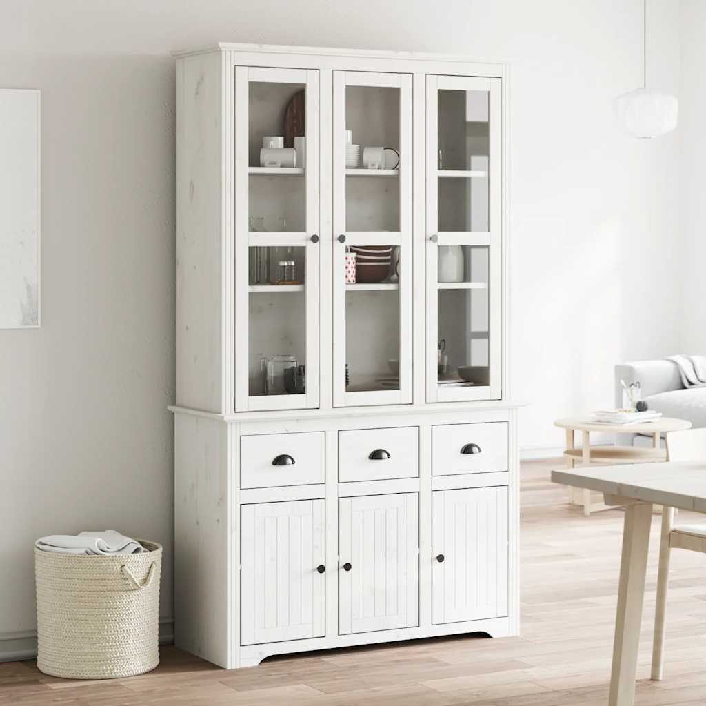 Hoge kast BODO 115,5x43x200,5 cm massief grenenhout wit – afbeelding 1