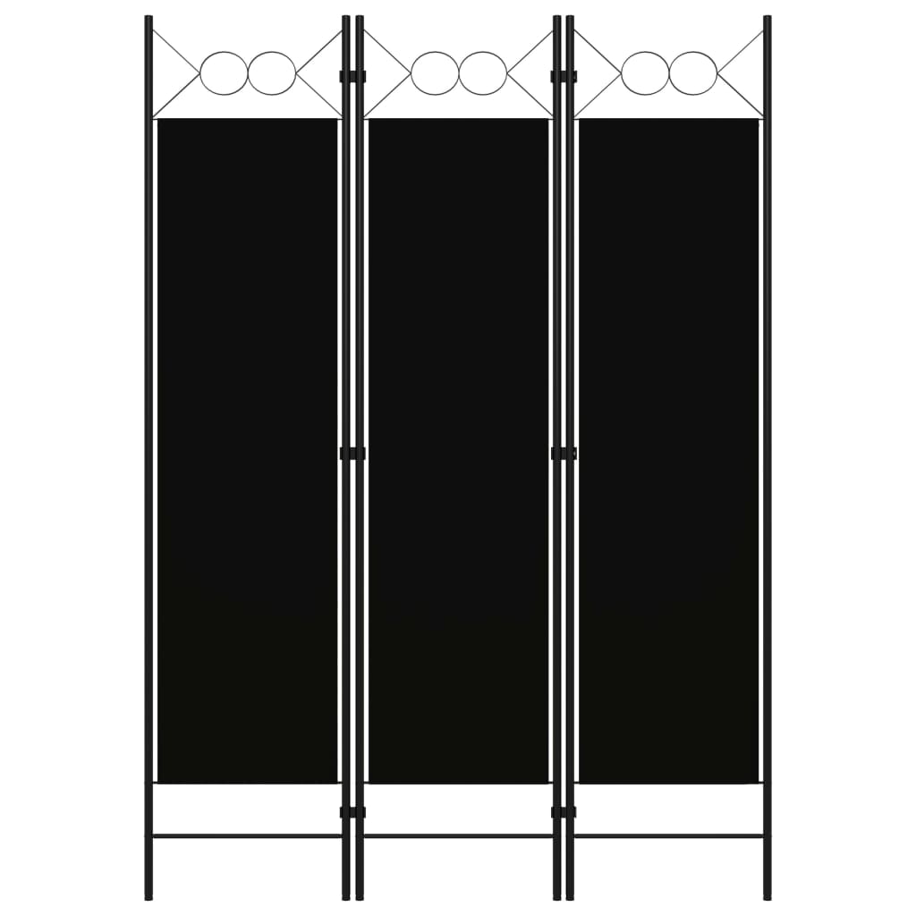 Kamerscherm met 3 panelen 120x180 cm zwart