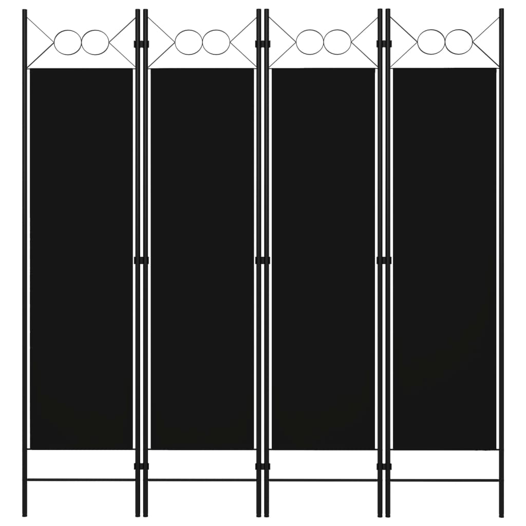 Kamerscherm met 4 panelen 160x180 cm zwart