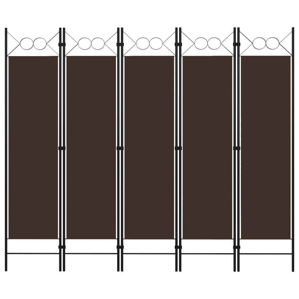 Kamerscherm met 5 panelen 200x180 cm bruin