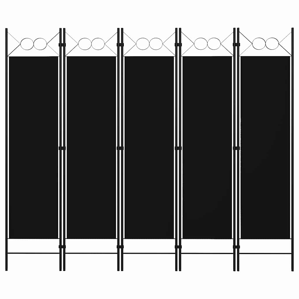 Kamerscherm met 5 panelen 200x180 cm zwart