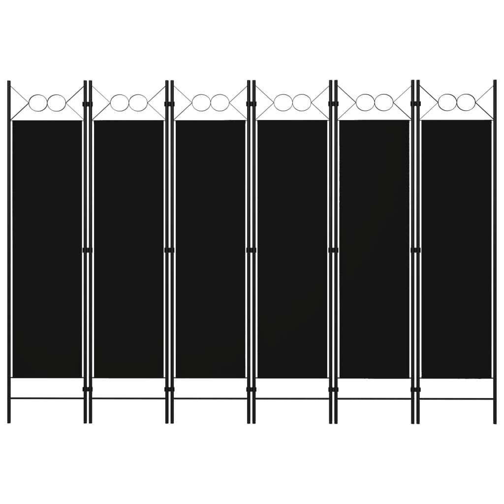 Kamerscherm met 6 panelen 240x180 cm zwart
