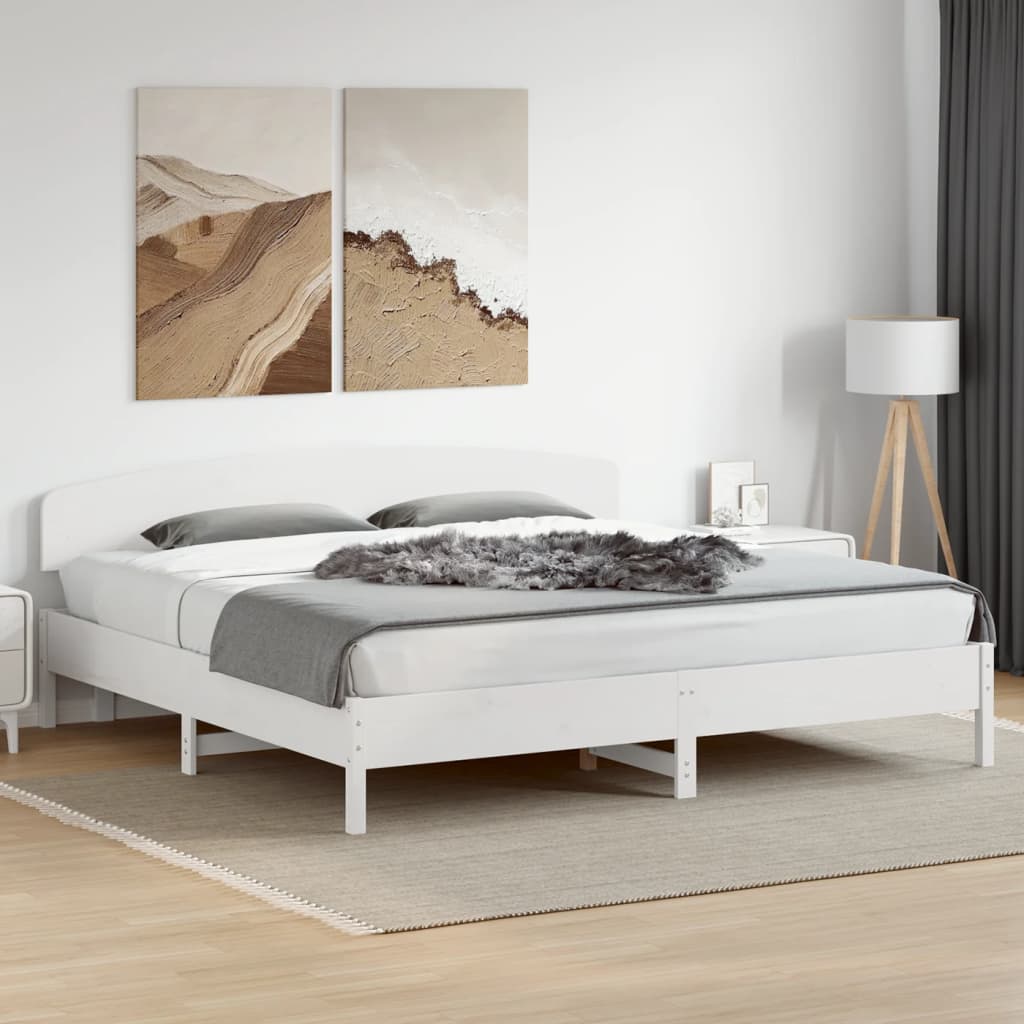Bedframe zonder matras massief grenenhout wit 200x200 cm – afbeelding 1