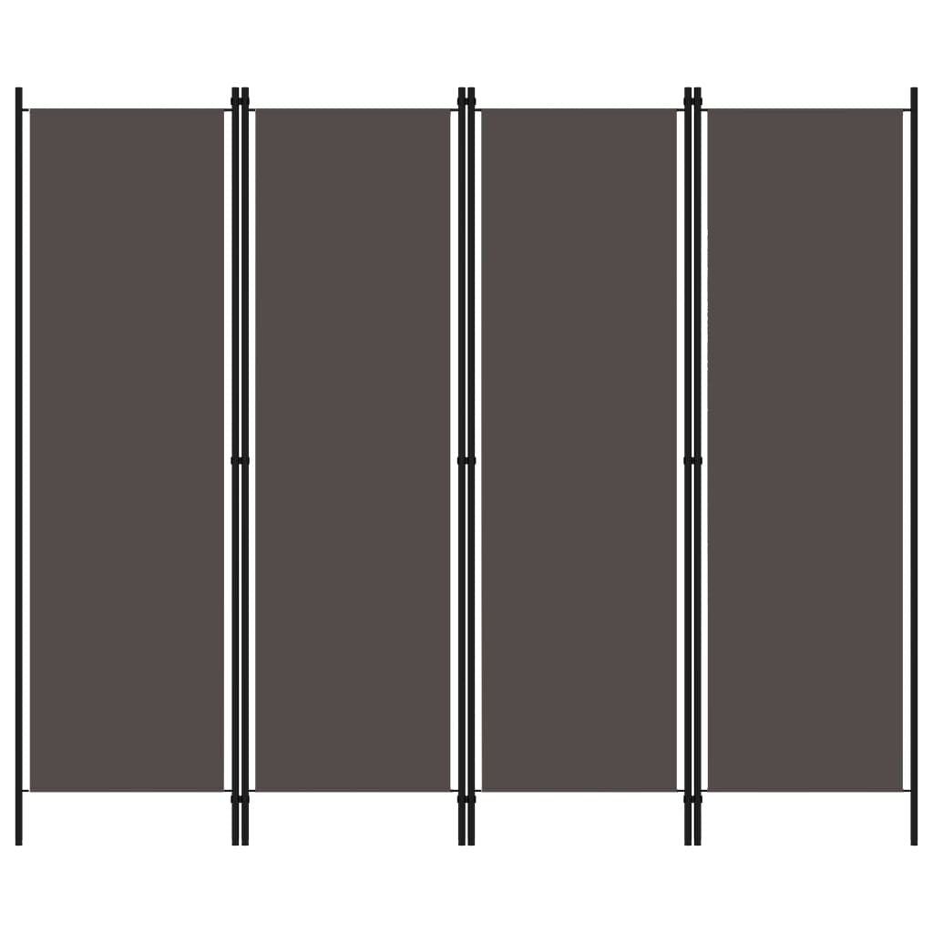 Kamerscherm met 4 panelen 200x180 cm antraciet