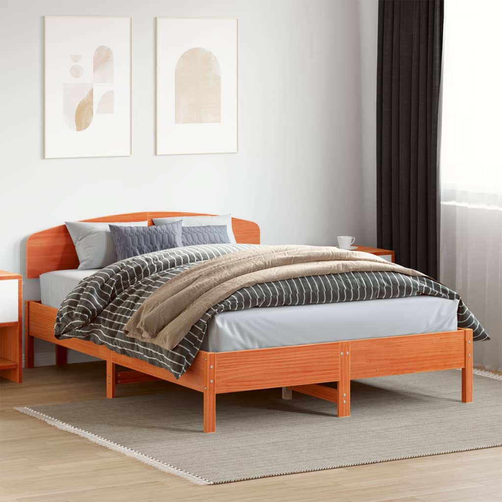 Bedframe zonder matras massief grenenhout wasbruin 120x200 cm – afbeelding 1