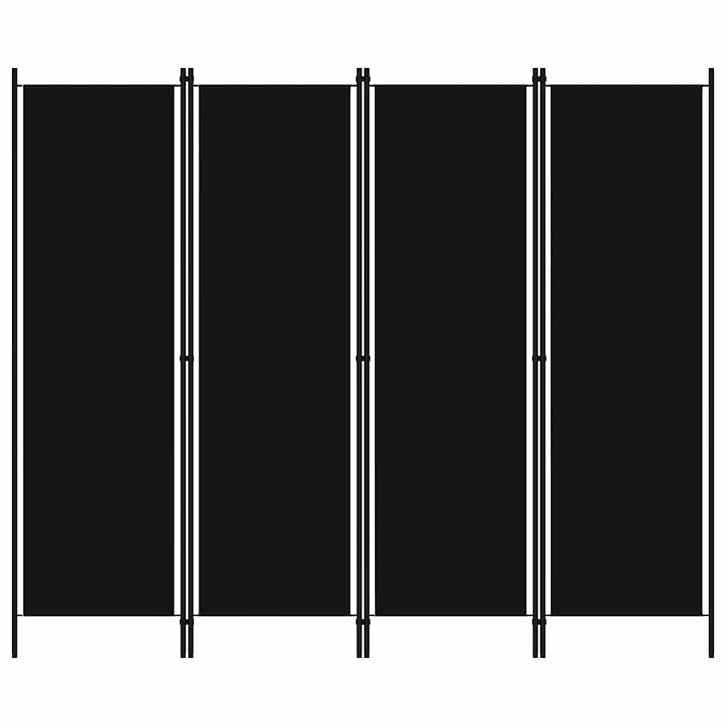 Kamerscherm met 4 panelen 200x180 cm zwart