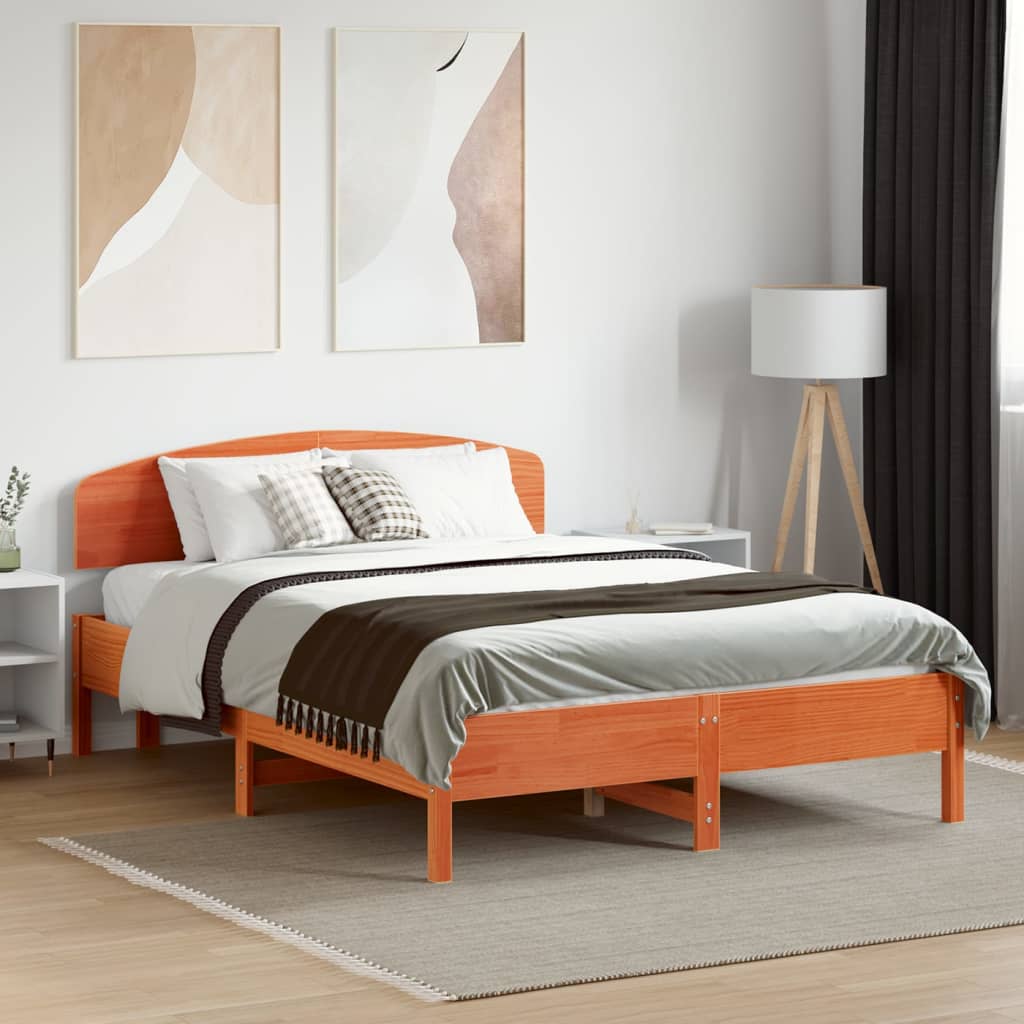 Bedframe zonder matras massief grenenhout wasbruin 120x190 cm – afbeelding 1