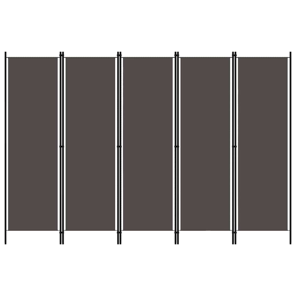 Kamerscherm met 5 panelen 250x180 cm antraciet