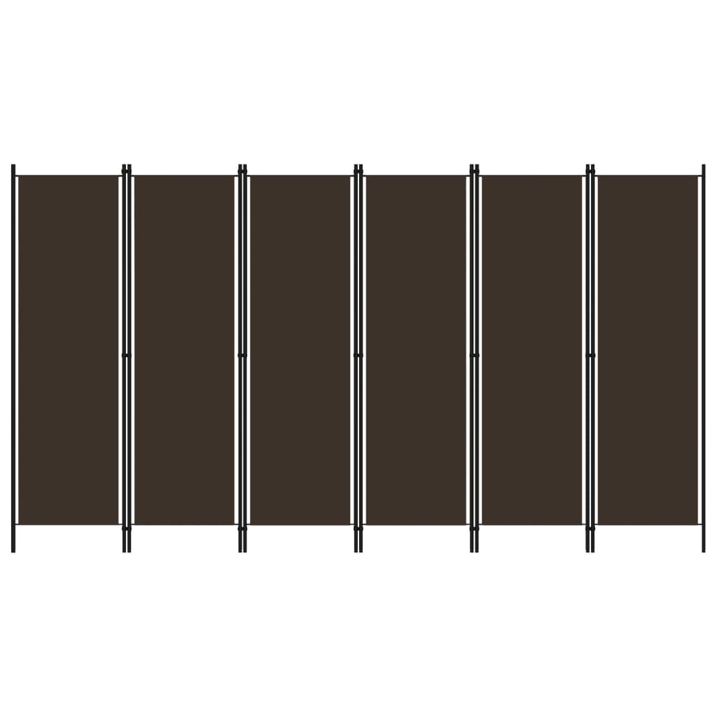 Kamerscherm met 6 panelen 300x180 cm bruin