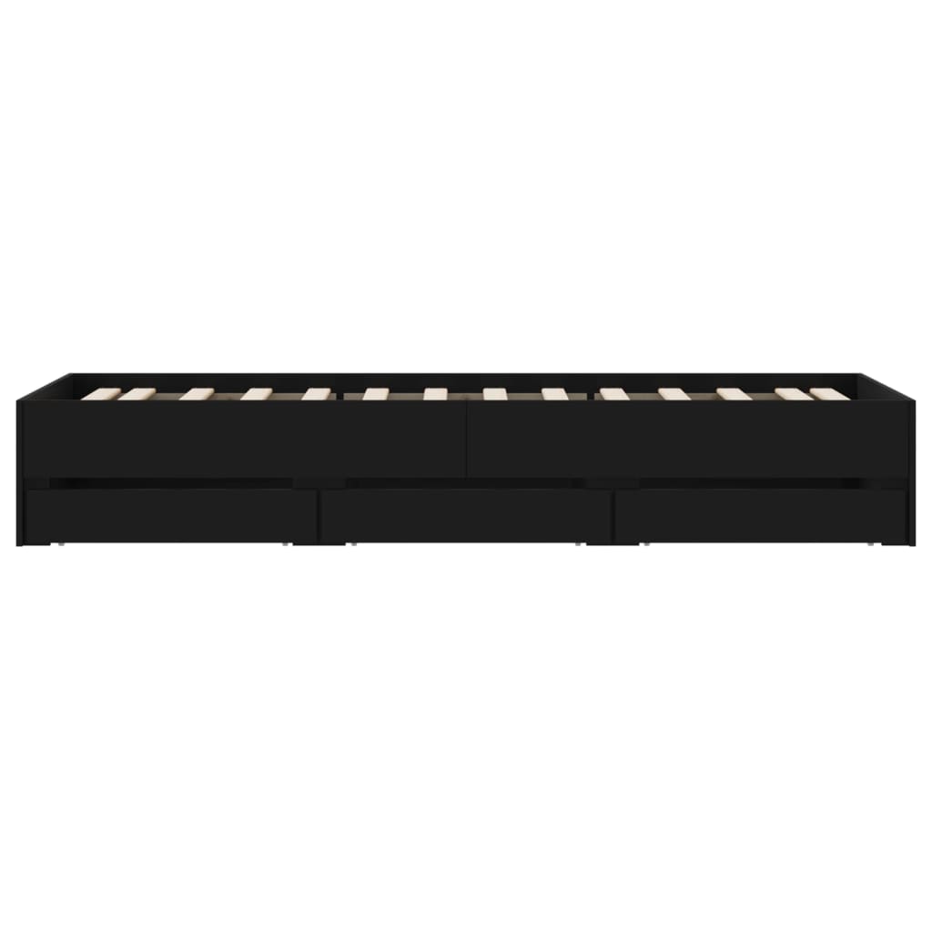 Bedframe met lades bewerkt hout zwart 100x200 cm – afbeelding 7