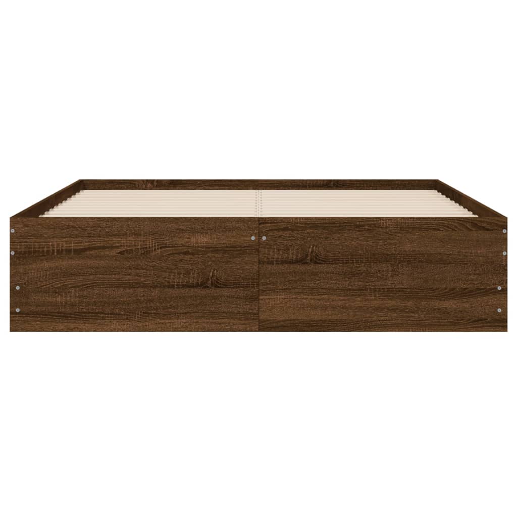 Bedframe met lades bewerkt hout bruin eikenkleur 135x190 cm – afbeelding 6