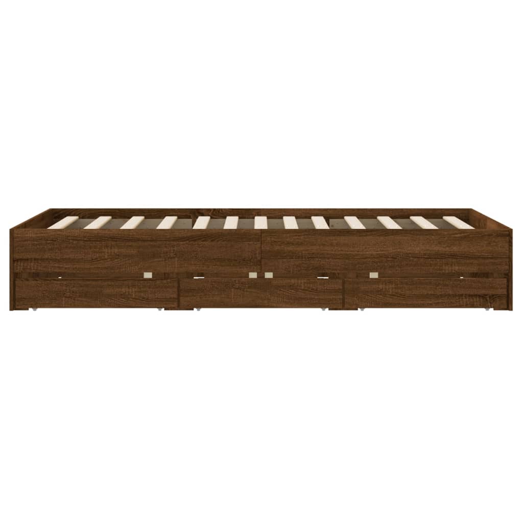 Bedframe met lades bewerkt hout bruin eikenkleur 135x190 cm – afbeelding 7