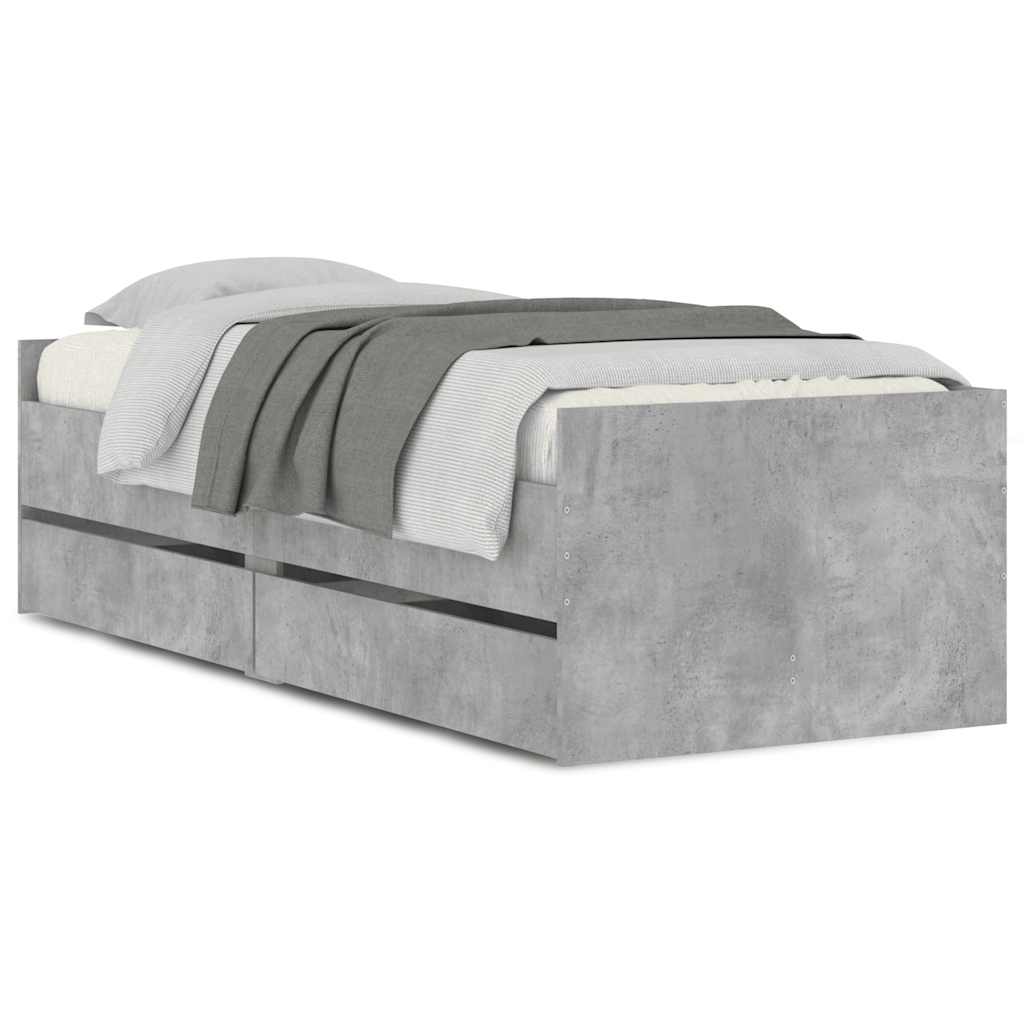 Bedframe met lades betongrijs 90x190 cm – afbeelding 2