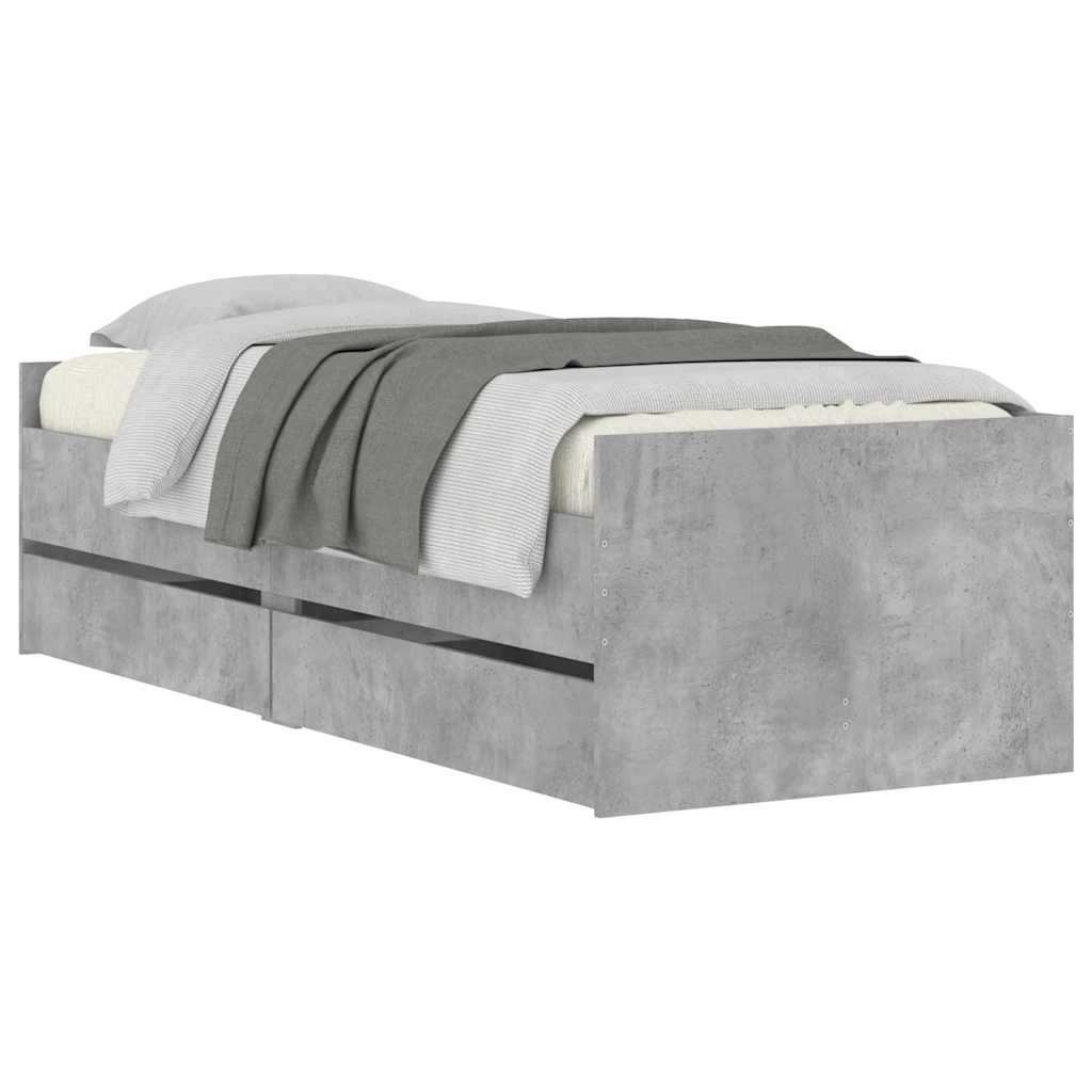 Bedframe met lades betongrijs 90x190 cm – afbeelding 3