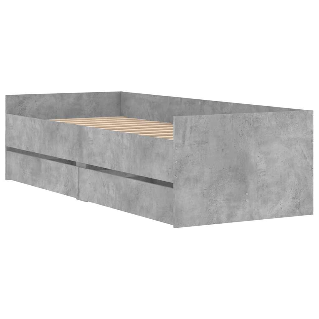 Bedframe met lades betongrijs 90x190 cm – afbeelding 4