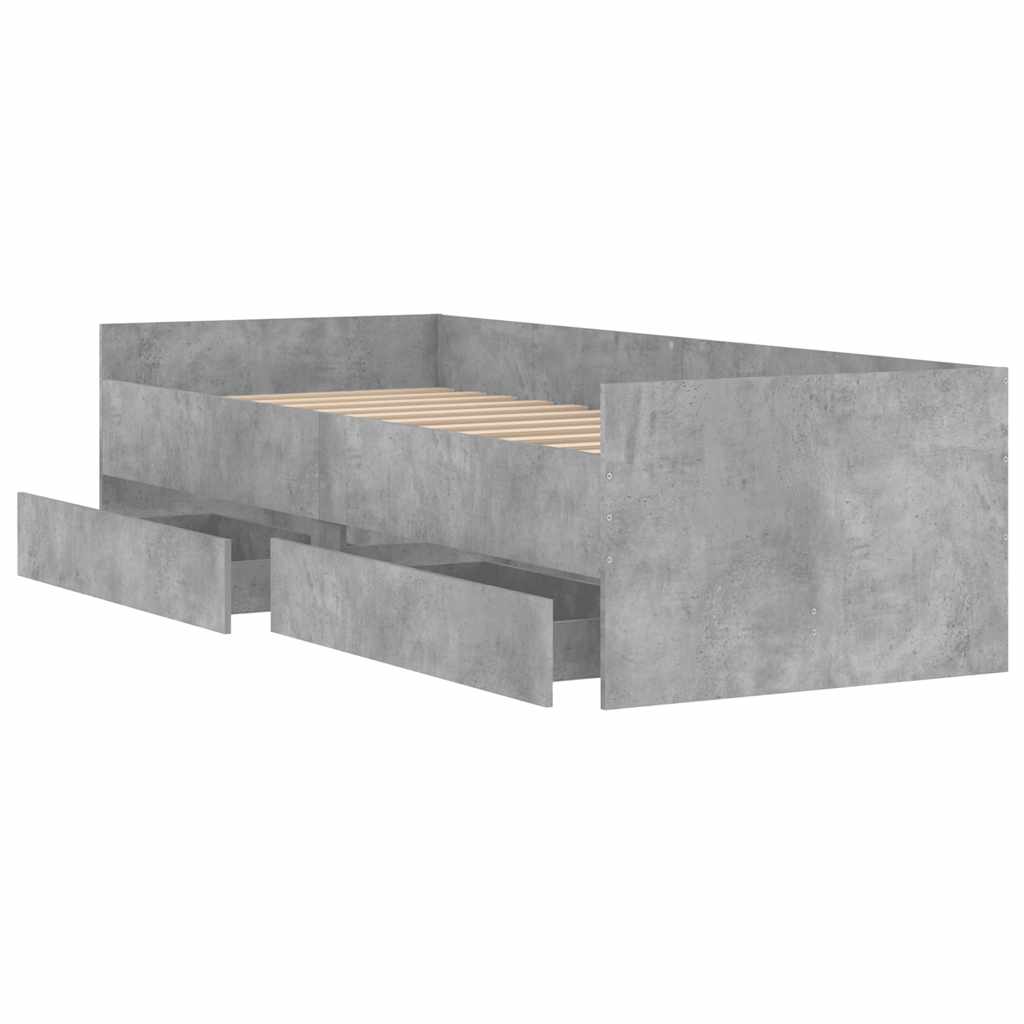 Bedframe met lades betongrijs 90x190 cm – afbeelding 5