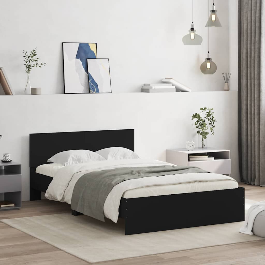 Bedframe met hoofdeinde zwart 120x200 cm – afbeelding 1