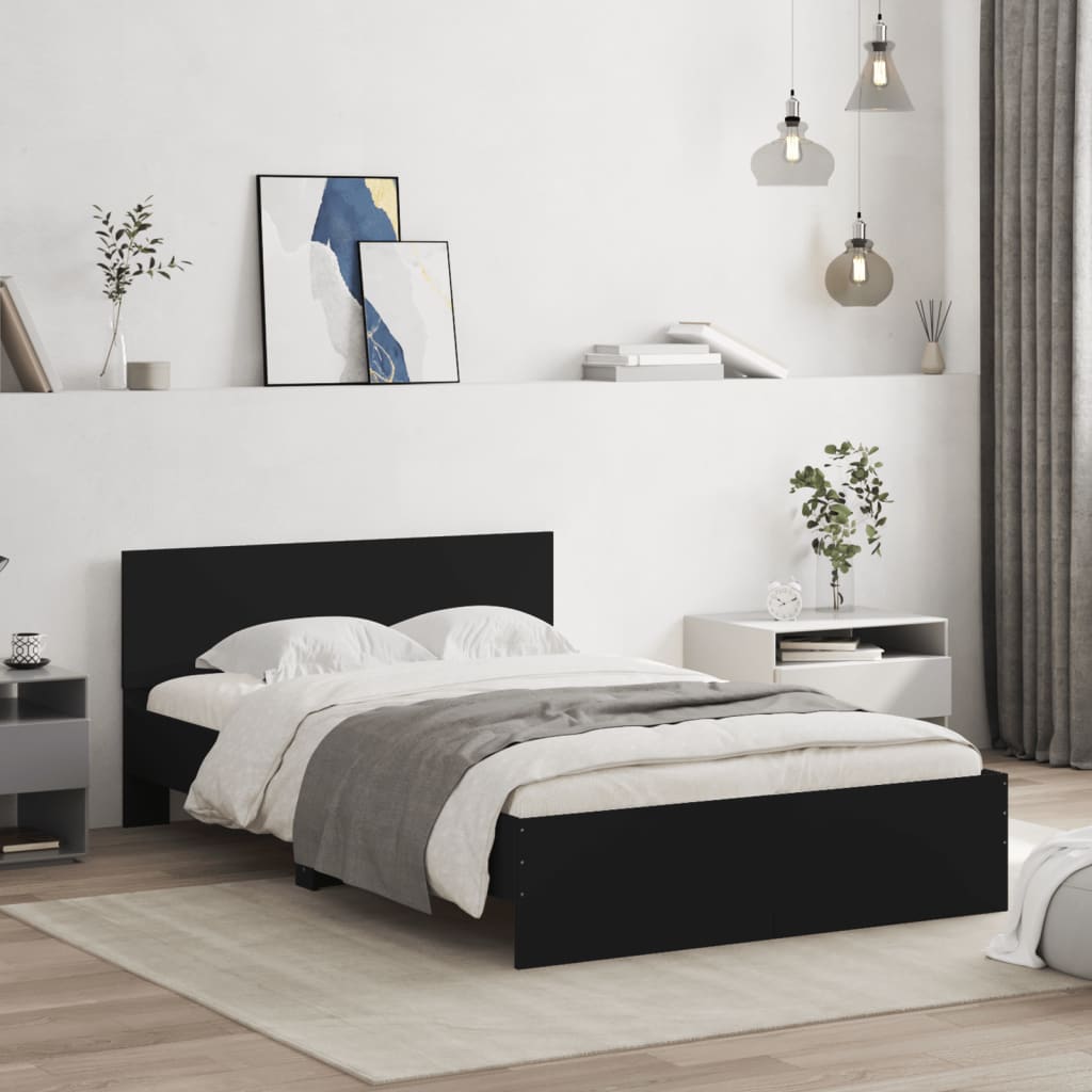 Bedframe met hoofdeinde zwart 120x190 cm – afbeelding 1