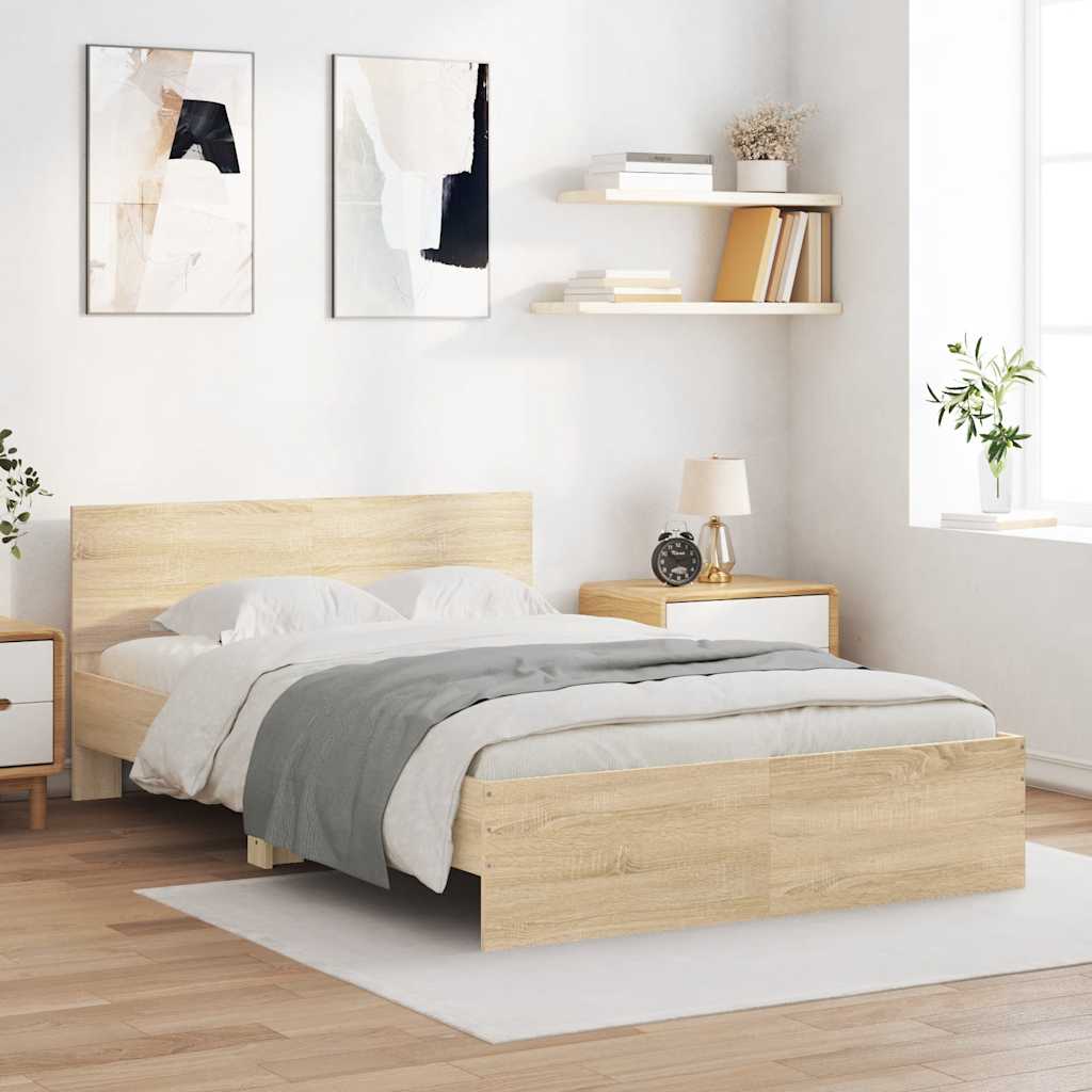 Bedframe met hoofdeinde sonoma eikenkleurig 120x190 cm
