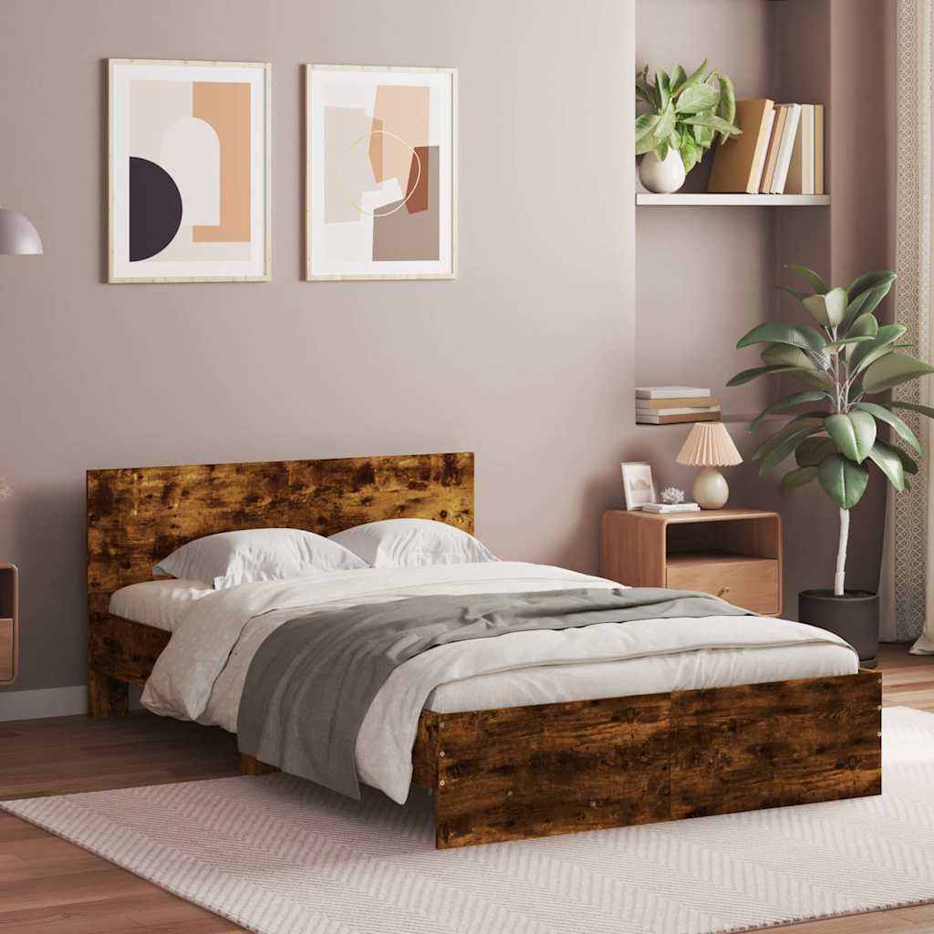 Bedframe met hoofdeinde gerookt eikenkleurig 120x190 cm