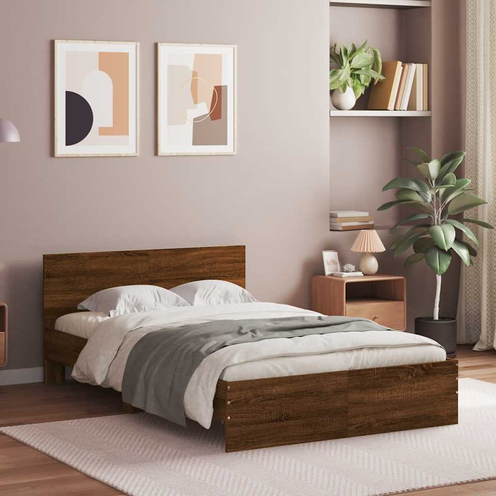 Bedframe met hoofdeinde bruin eikenkleur 120x190 cm – afbeelding 1