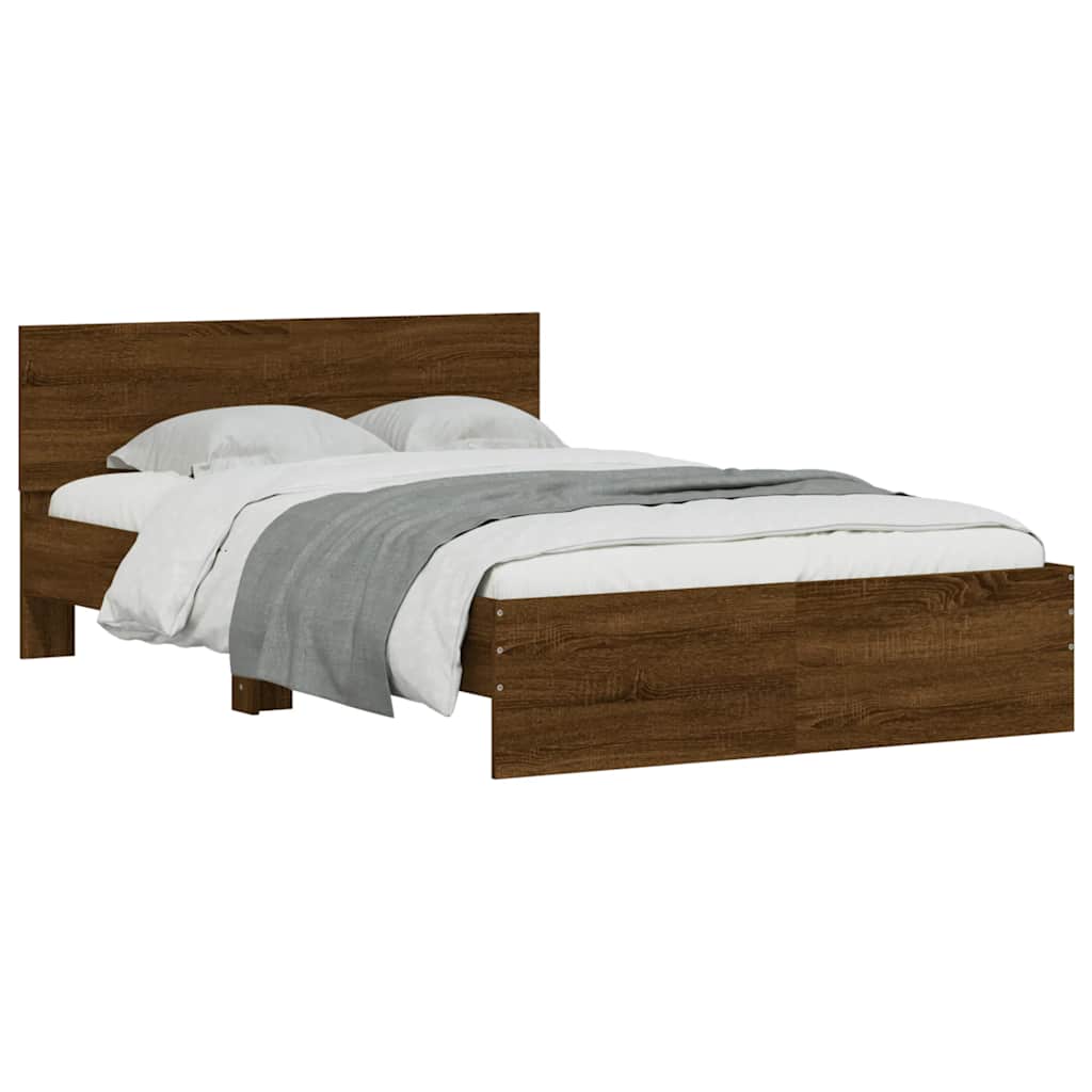 Bedframe met hoofdeinde bruin eikenkleur 120x190 cm – afbeelding 3