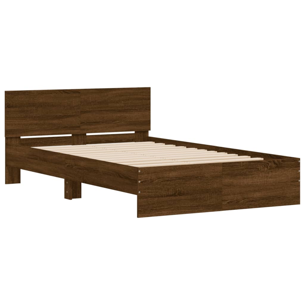 Bedframe met hoofdeinde bruin eikenkleur 120x190 cm – afbeelding 4