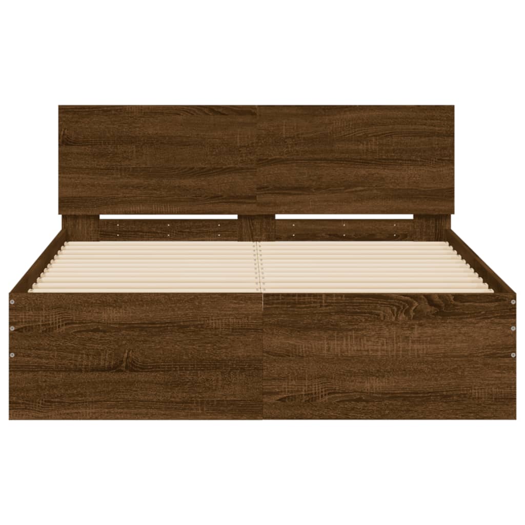 Bedframe met hoofdeinde bruin eikenkleur 120x190 cm – afbeelding 5