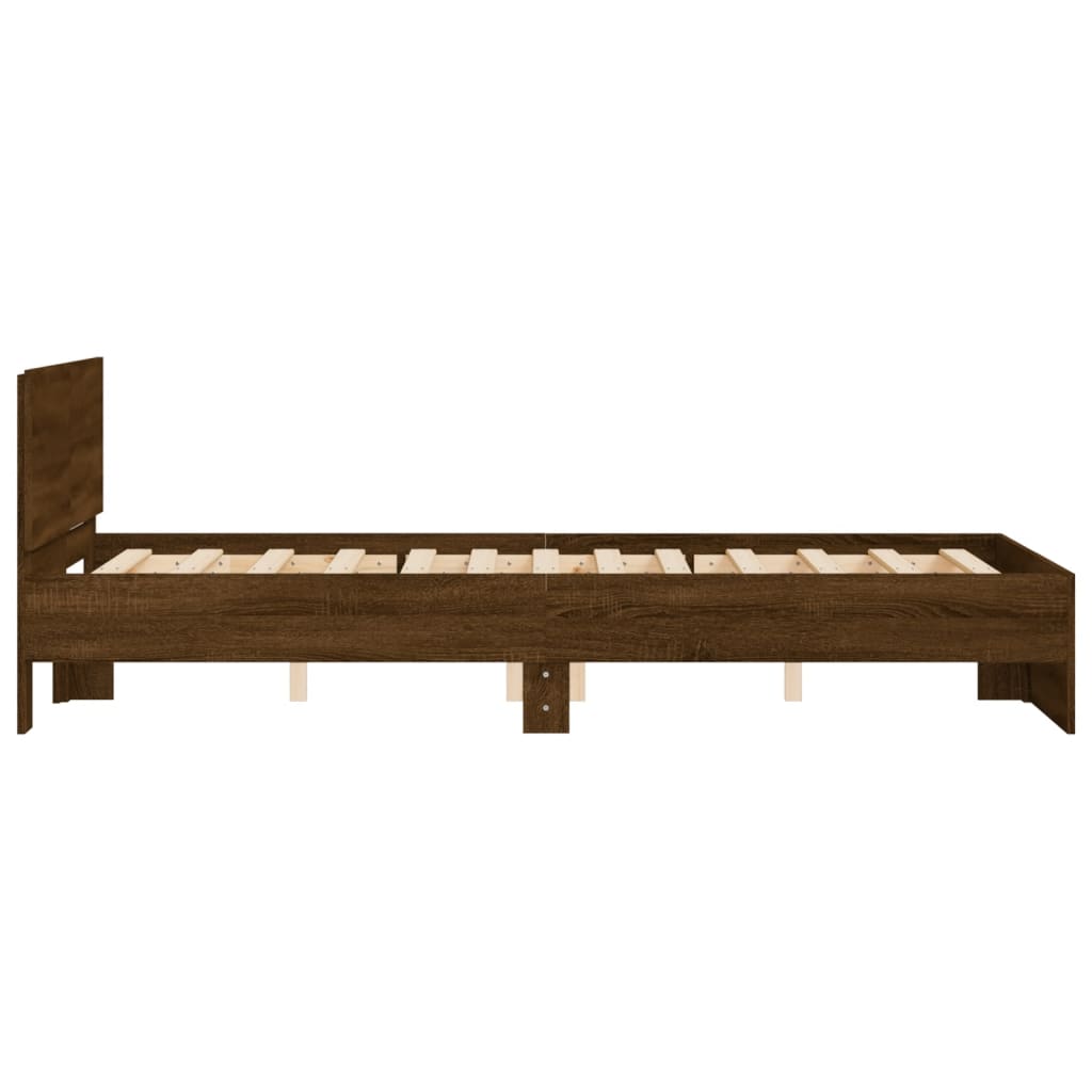 Bedframe met hoofdeinde bruin eikenkleur 120x190 cm – afbeelding 6