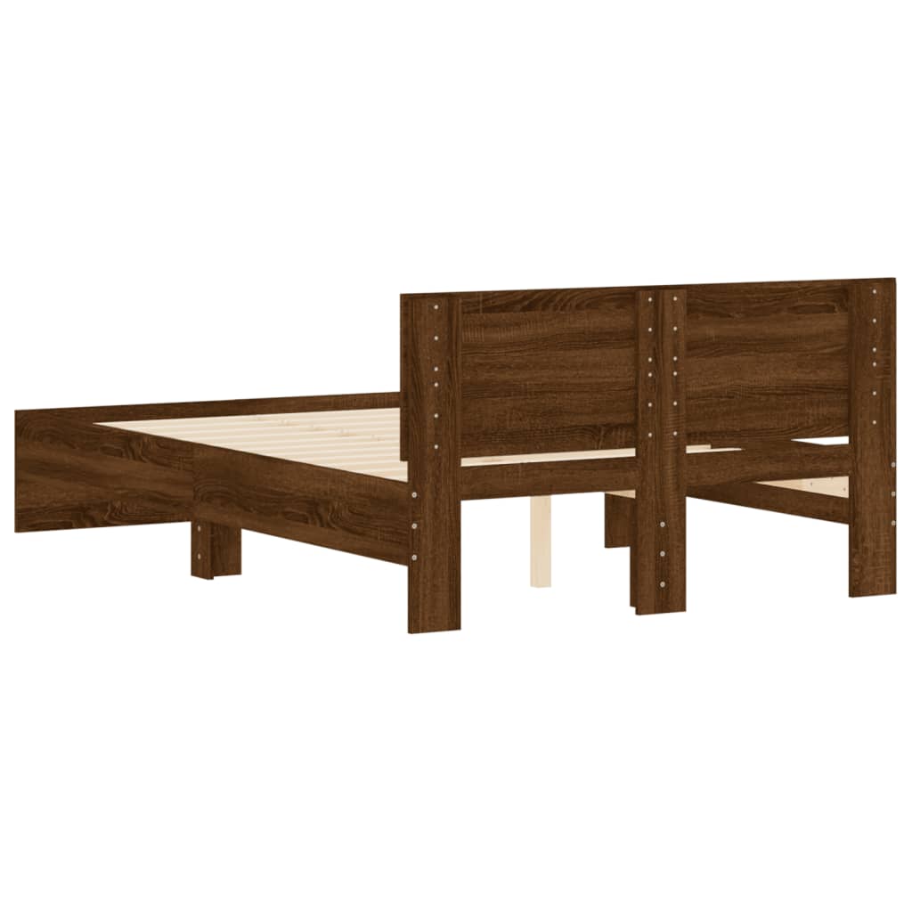 Bedframe met hoofdeinde bruin eikenkleur 120x190 cm – afbeelding 7