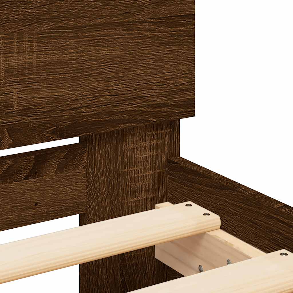 Bedframe met hoofdeinde bruin eikenkleur 120x190 cm – afbeelding 8
