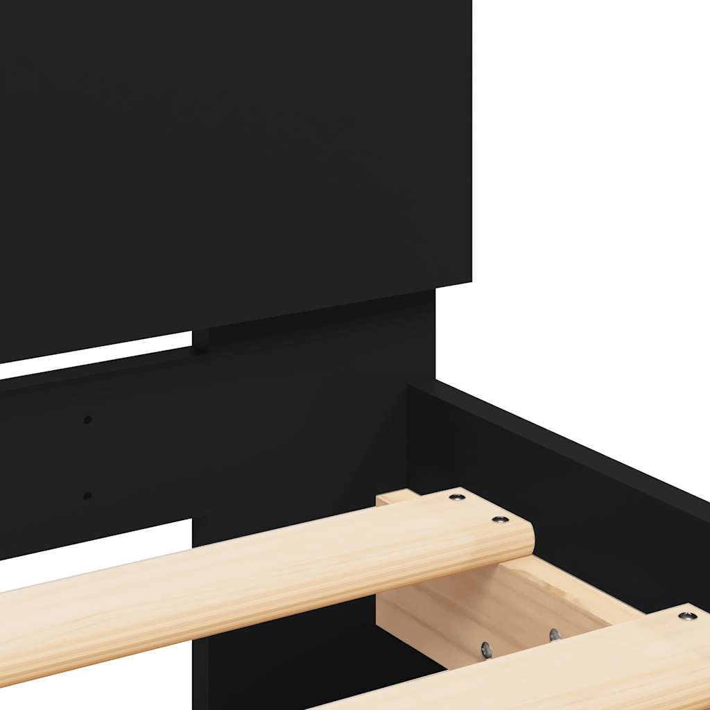 Bedframe met hoofdeinde en LED zwart 180x200 cm – afbeelding 10
