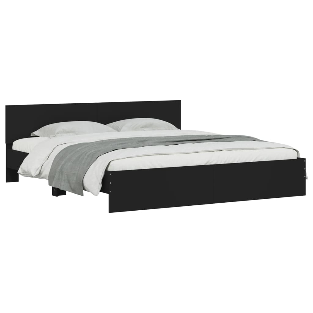 Bedframe met hoofdeinde en LED zwart 180x200 cm – afbeelding 3