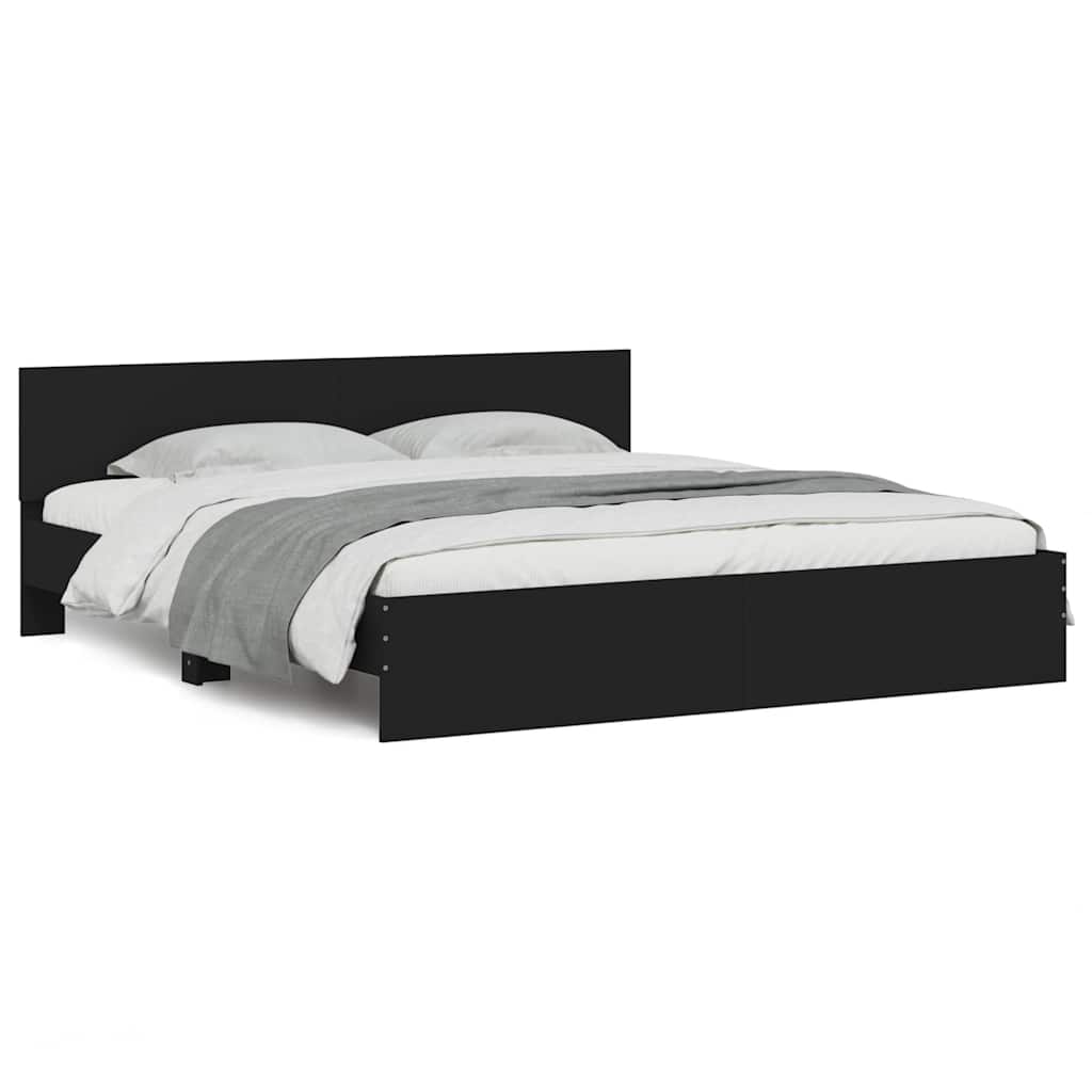 Bedframe met hoofdeinde en LED zwart 180x200 cm – afbeelding 5