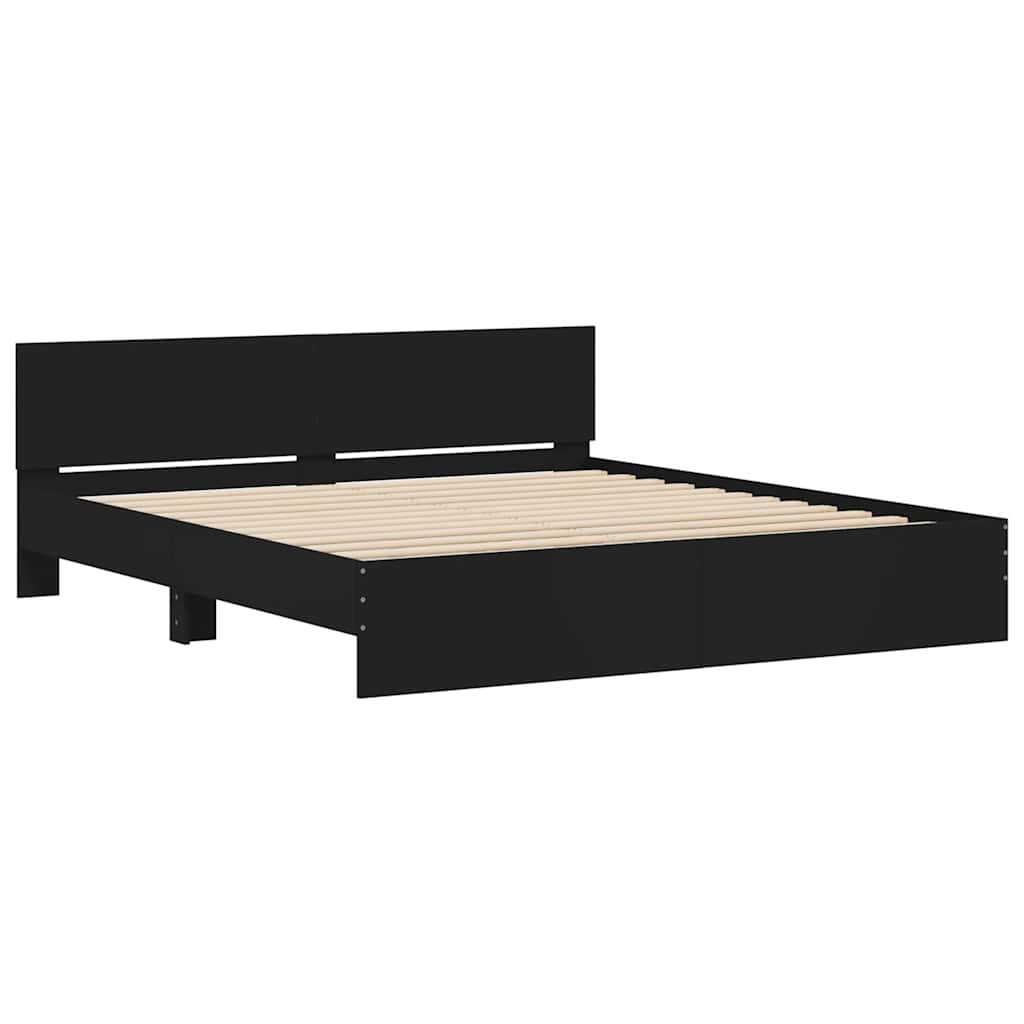 Bedframe met hoofdeinde en LED zwart 180x200 cm – afbeelding 6
